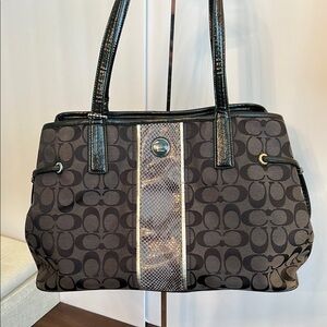 Coach Black and Gray Signature Logo Bag